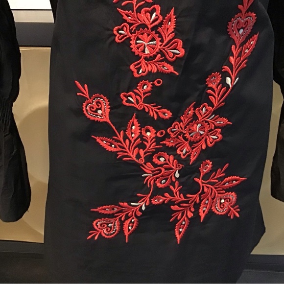 Black Embroidered Tunic Dress - Picture 6 of 10